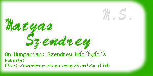 matyas szendrey business card